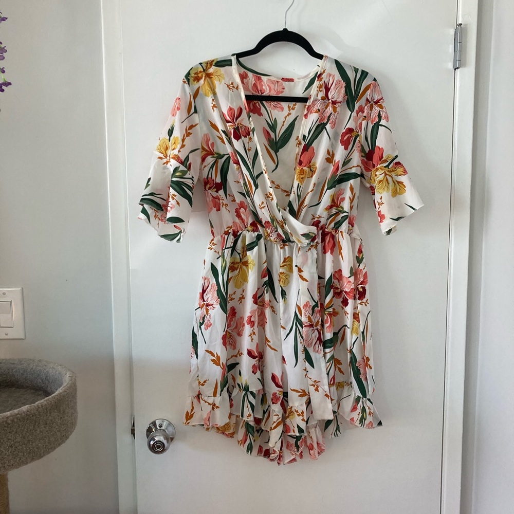 Floral wrap style romper
